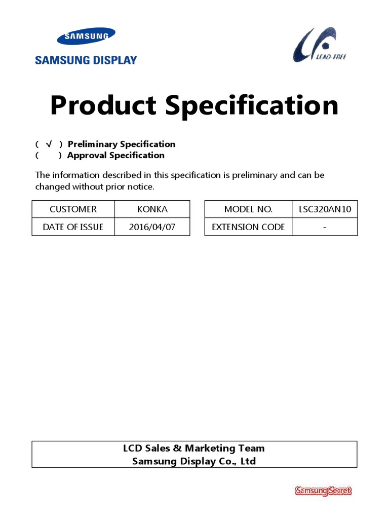LSC320AN10 Samsung PDF | PDF | Thin Film Transistor Liquid Crystal ...