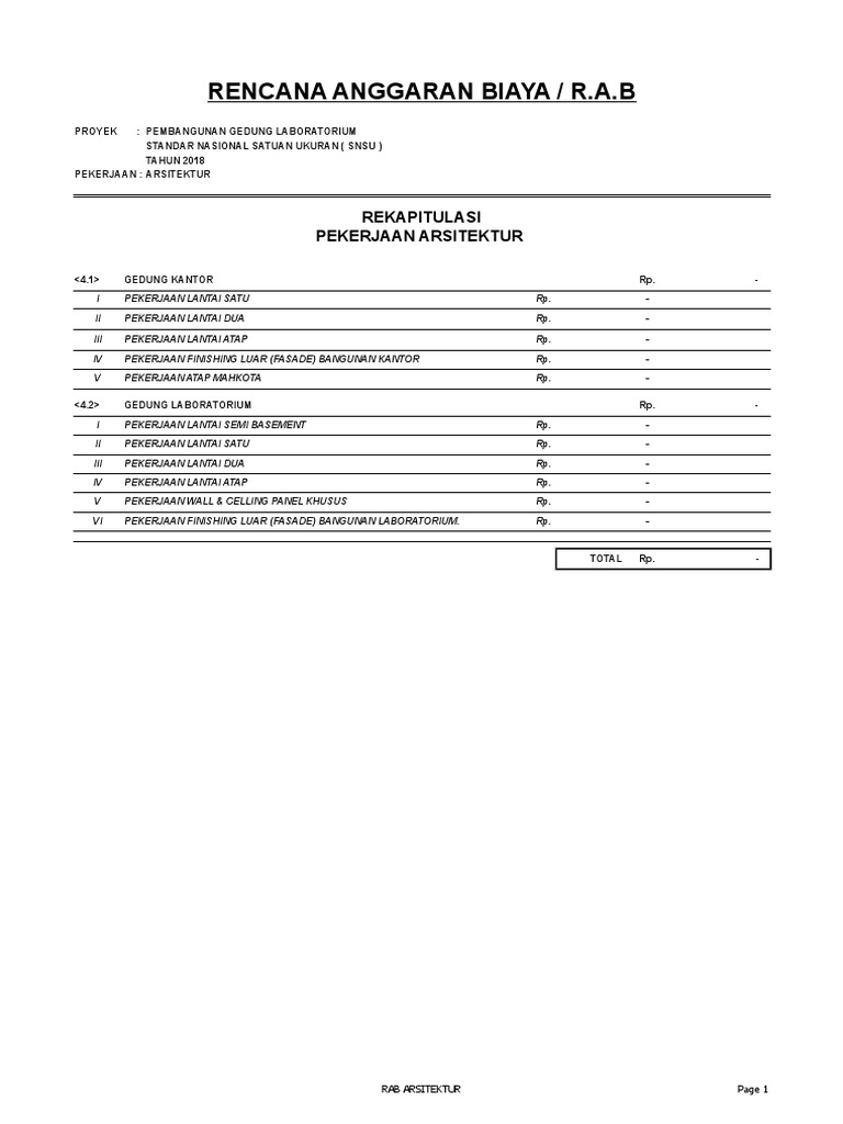 RAB Pembangunan Gedung Laboratorium | PDF