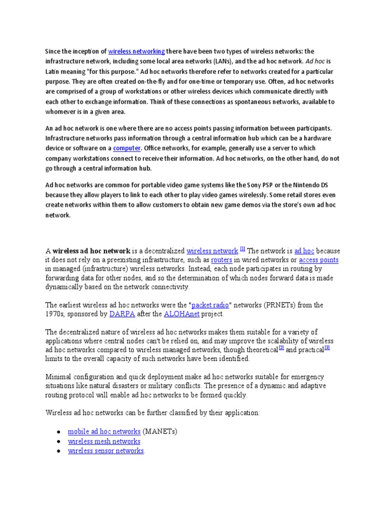 Understanding Wireless Ad Hoc Networks | PDF | Wireless Ad Hoc Network ...