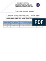 Resultado Final - Edital Sei 222/2018