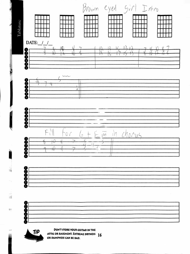 Brown Eyed Girl Tabs Chords PDF | PDF, image size:768x1024