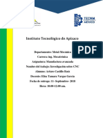 Instituto Tecnológico de Apizaco: Arturo Castillo Baéz Ing. Mecatrónica Investigación CNC para Manufactura Avanzada