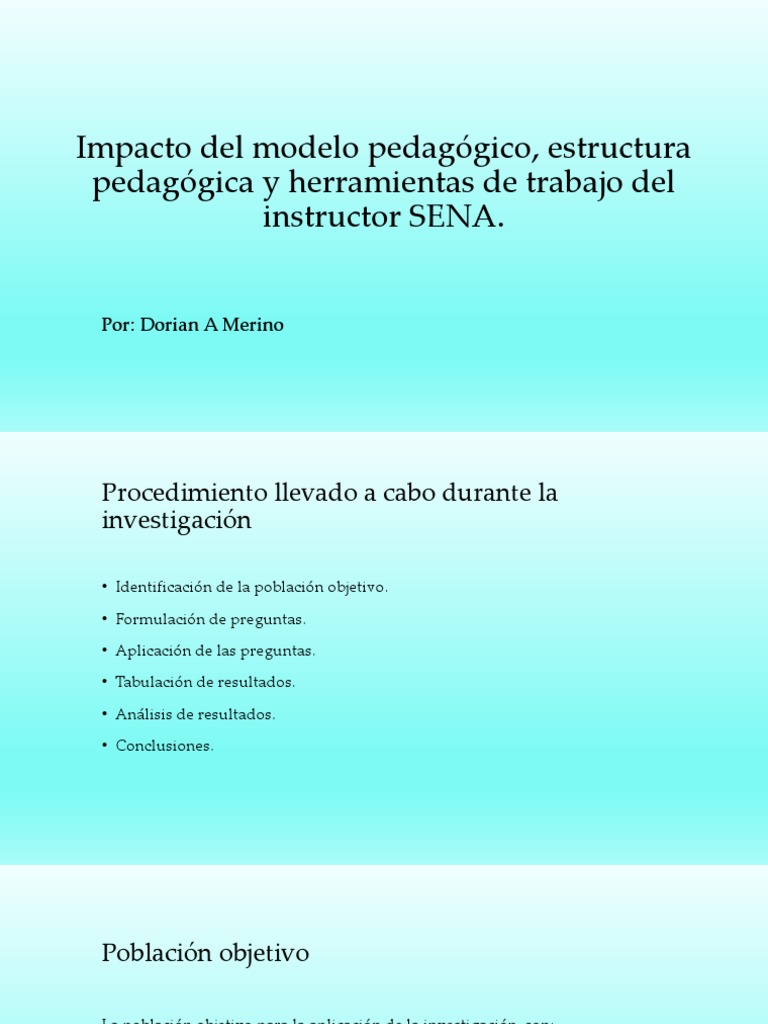 Impacto del Modelo Pedagógico SENA | PDF | Aprendizaje | Maestros