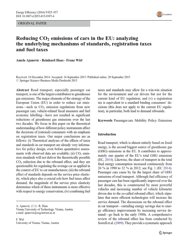 Reducing CO2 Emissions of Cars in The EU | PDF | Emission Standard ...