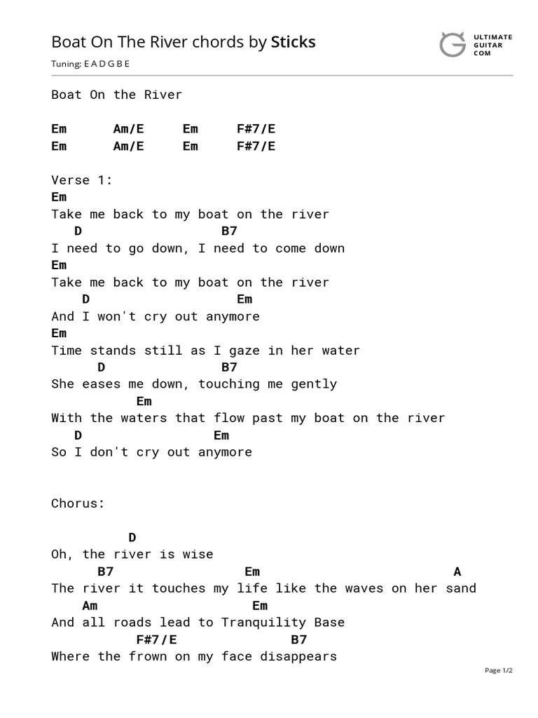 Boat On The River Chords by Sticks TuningEADGBE PDF
