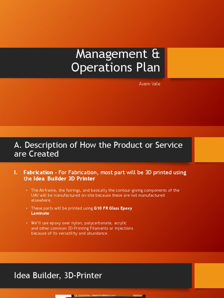 Management & Operations Plan | PDF | Risk Management | 3 D Printing