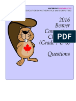 2016 Beaver Computing Challenge (Grade 7 & 8) Questions