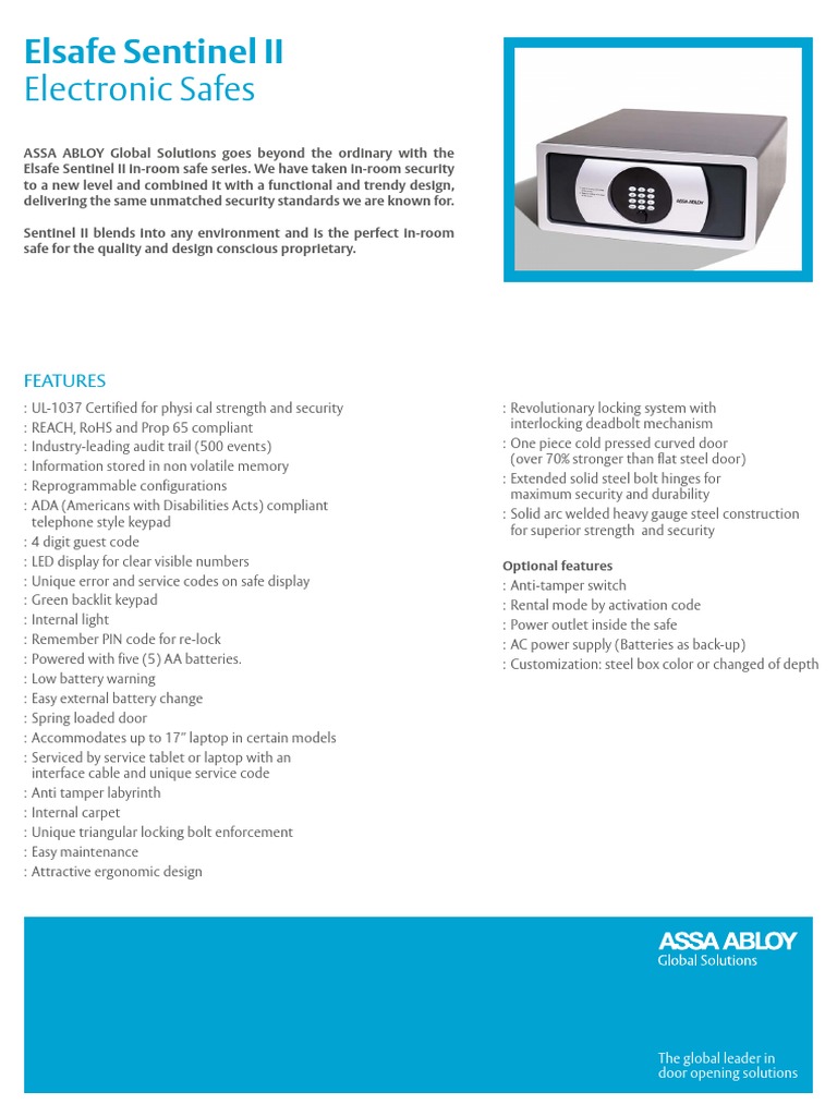 Sentinel II Product Sheet en | PDF | Door | Laptop