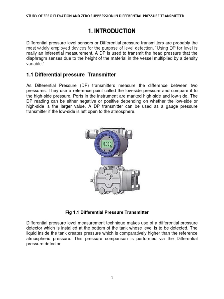 Analysis of Zero Elevation and Zero Suppression Effects on Differential Pressure Transmitter
