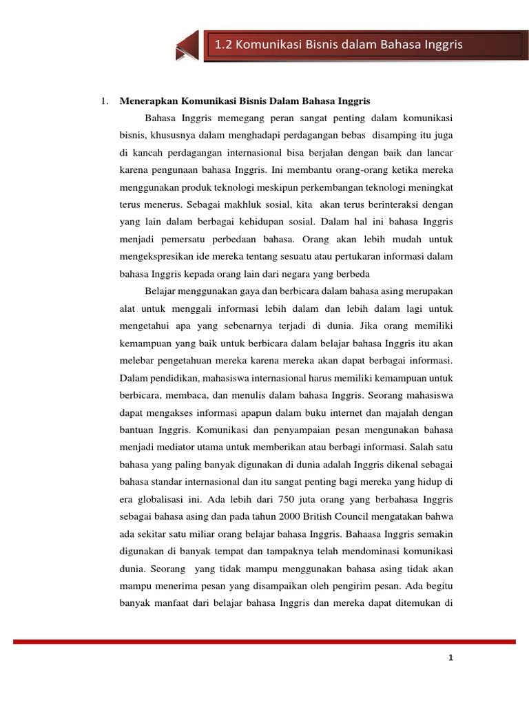 Modul Komunikasi Bisnis Materi Komunikasi Bisnis Dalam Bahasa Inggris