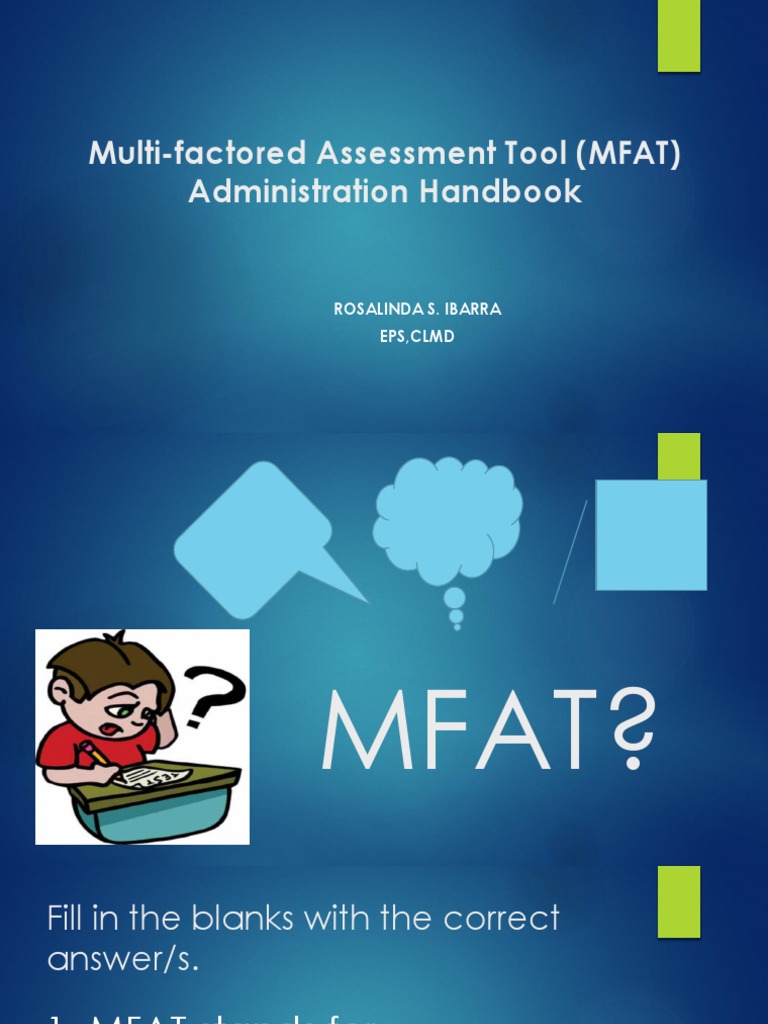 MultiFactored Assessment Tool (MFAT) Administration Handbook PDF