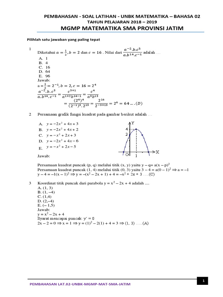 Pembahasan Latihan Soal Unbk Mat Bahasa 02