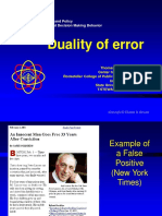 Duality of Error: Public Administration and Policy PAD634 Judgment and Decision Making Behavior
