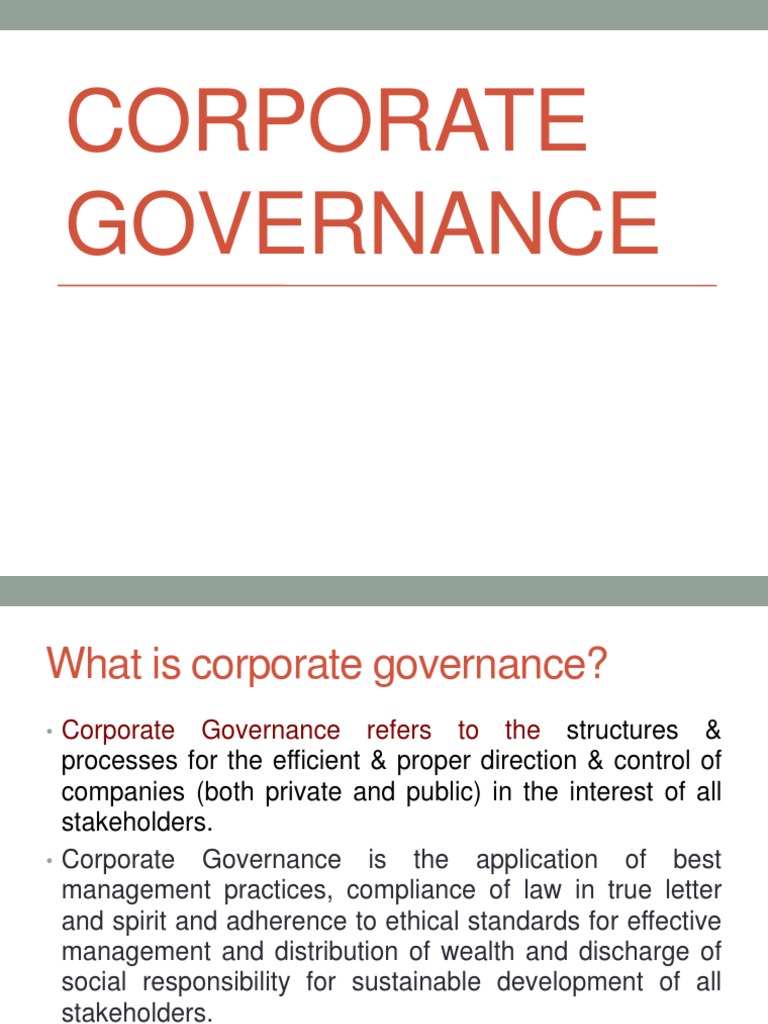 Principles of Corporate Governance Explained | PDF | Corporate ...