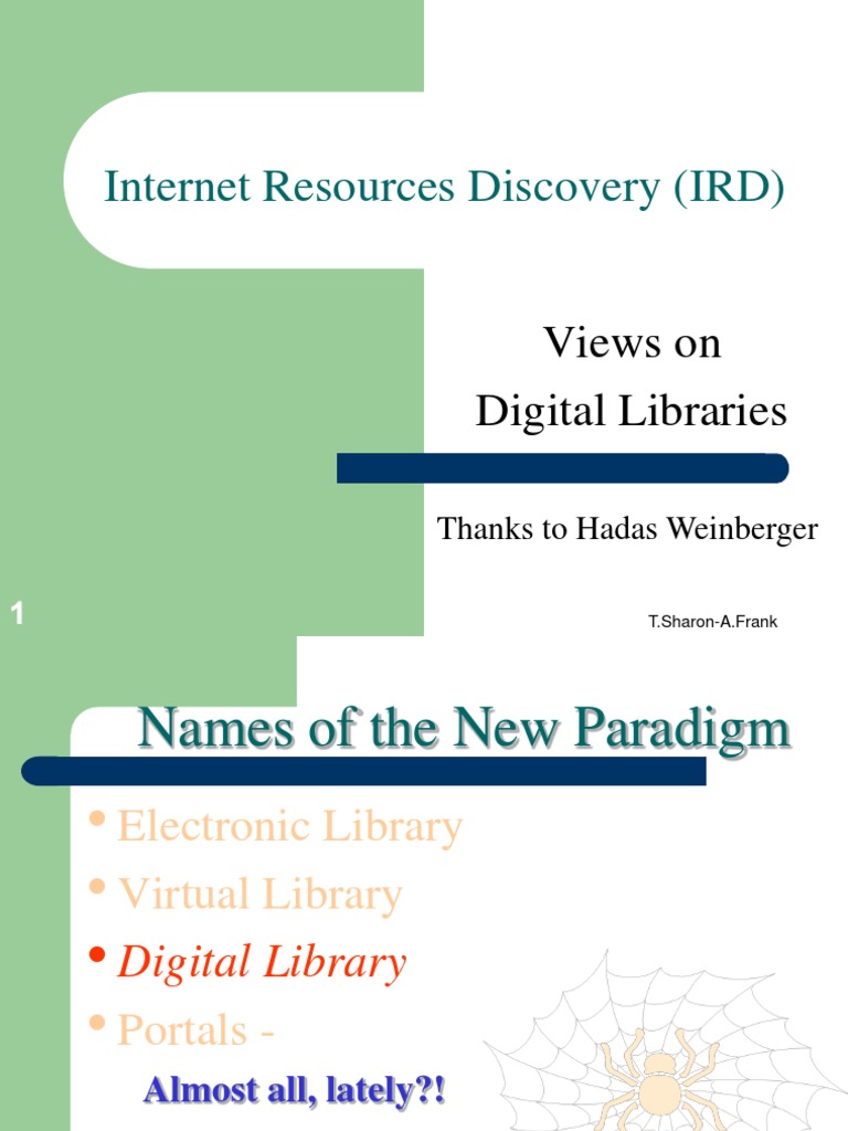 Internet Resources Discovery Ird Views On Digital Libraries Pdf
