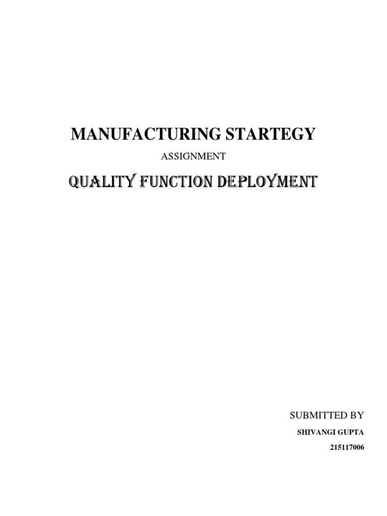 Quality Function Deployment PDF Business Process Planning
