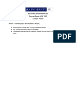 Business Mathematics: Course Code: ASC 162 Sample Paper