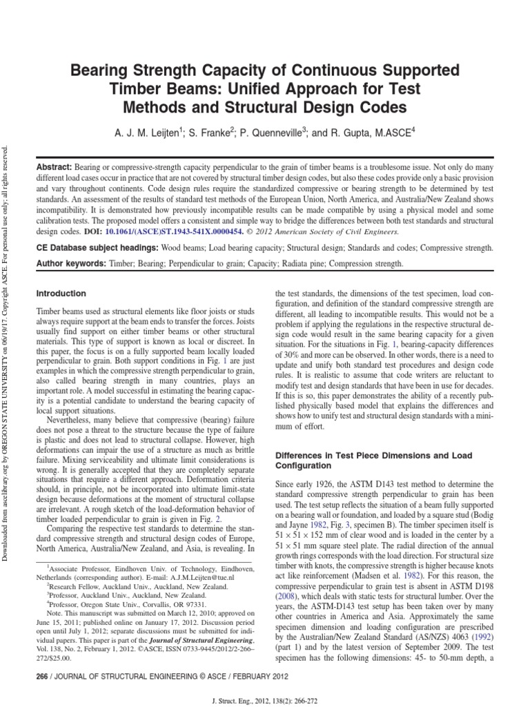 Bearing Strength Capacity of Continuous Supported Timber Beams Unified