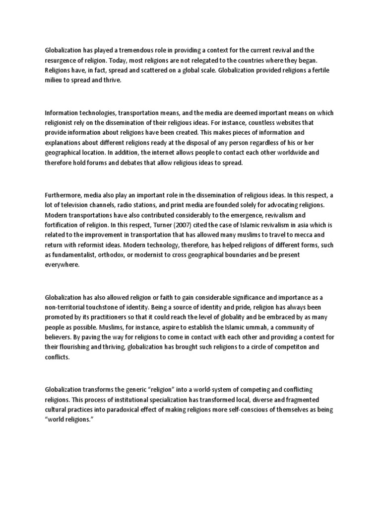 Impact of Globalization on World Religions | PDF | Globalization ...