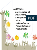 Modyul 1: Mga Angkop at Inaasahang Kakayahan at Kilos Sa Panahon NG Pagdadalaga at Pagbibinata