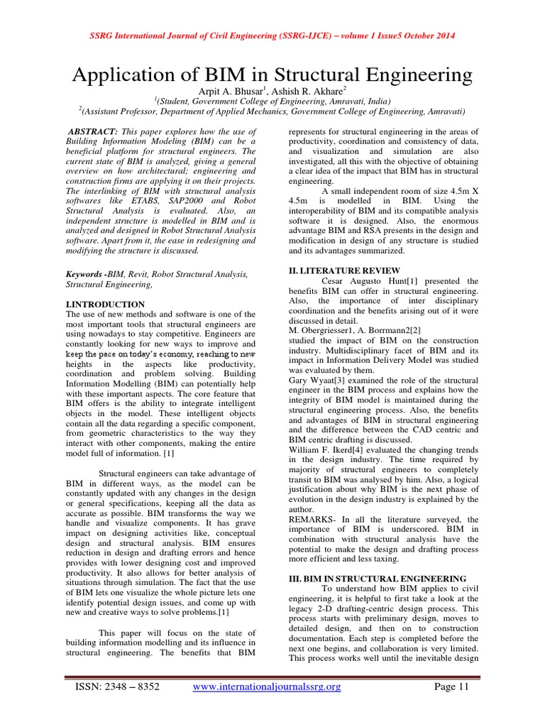 Application of BIM in Structural Engineering | PDF | Building ...