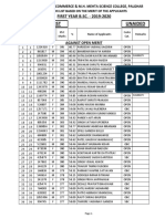 Unaided First Merit List: FIRST YEAR B.SC. - 2019-2020