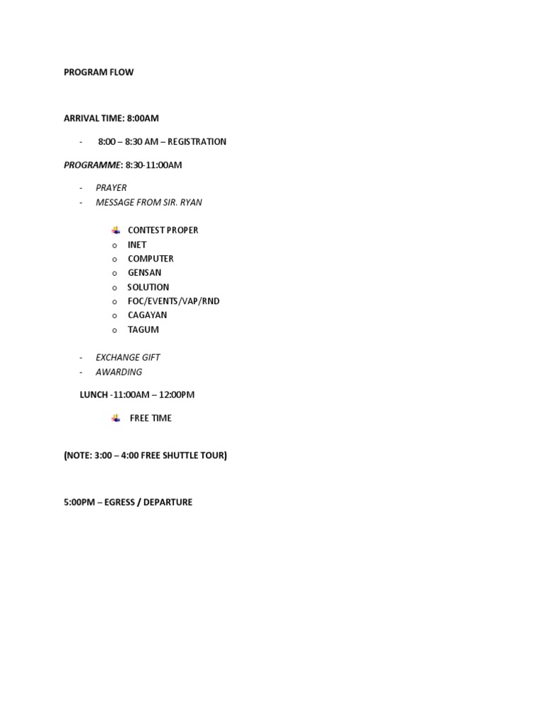 8:00 - 8:30 AM - REGISTRATION: Program Flow | PDF | Cooking, Food & Wine