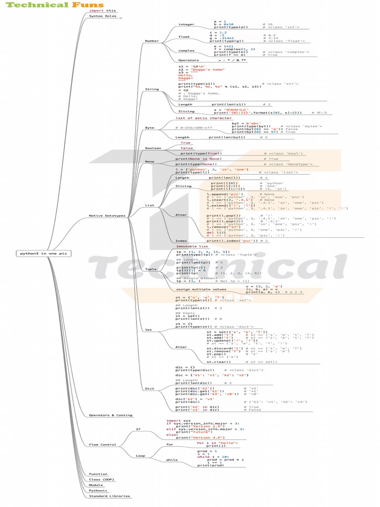 Python 3 in One Pic PDF | PDF