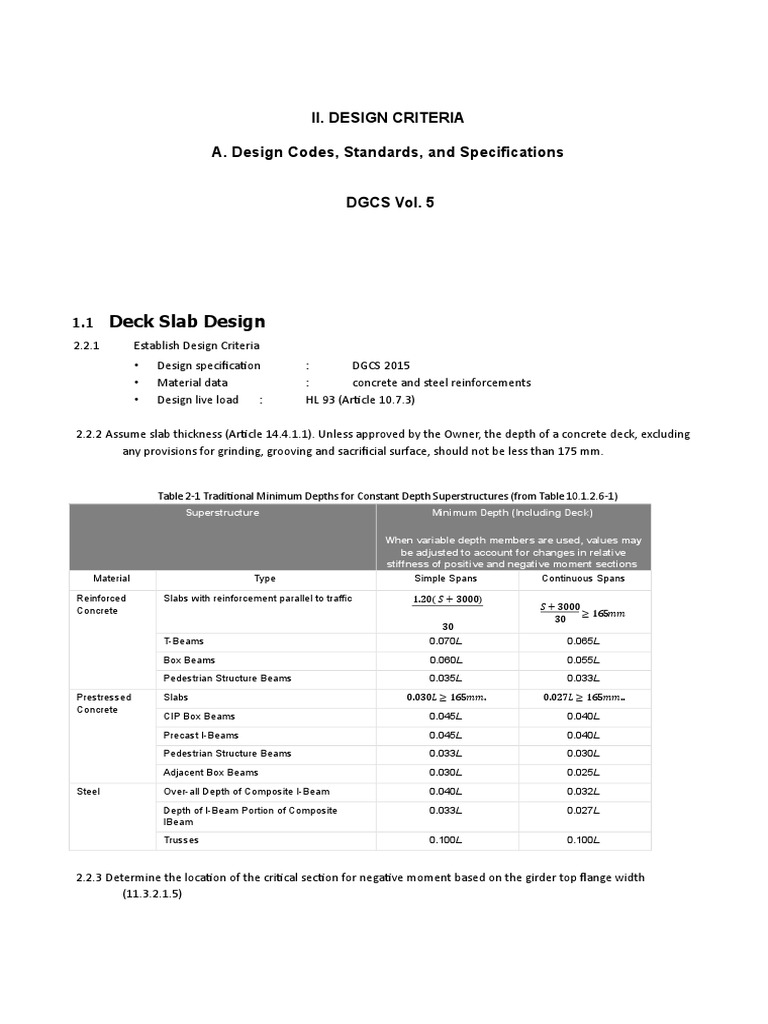Deck Slab Design Criteria Overview | PDF | Prestressed Concrete | Beam ...