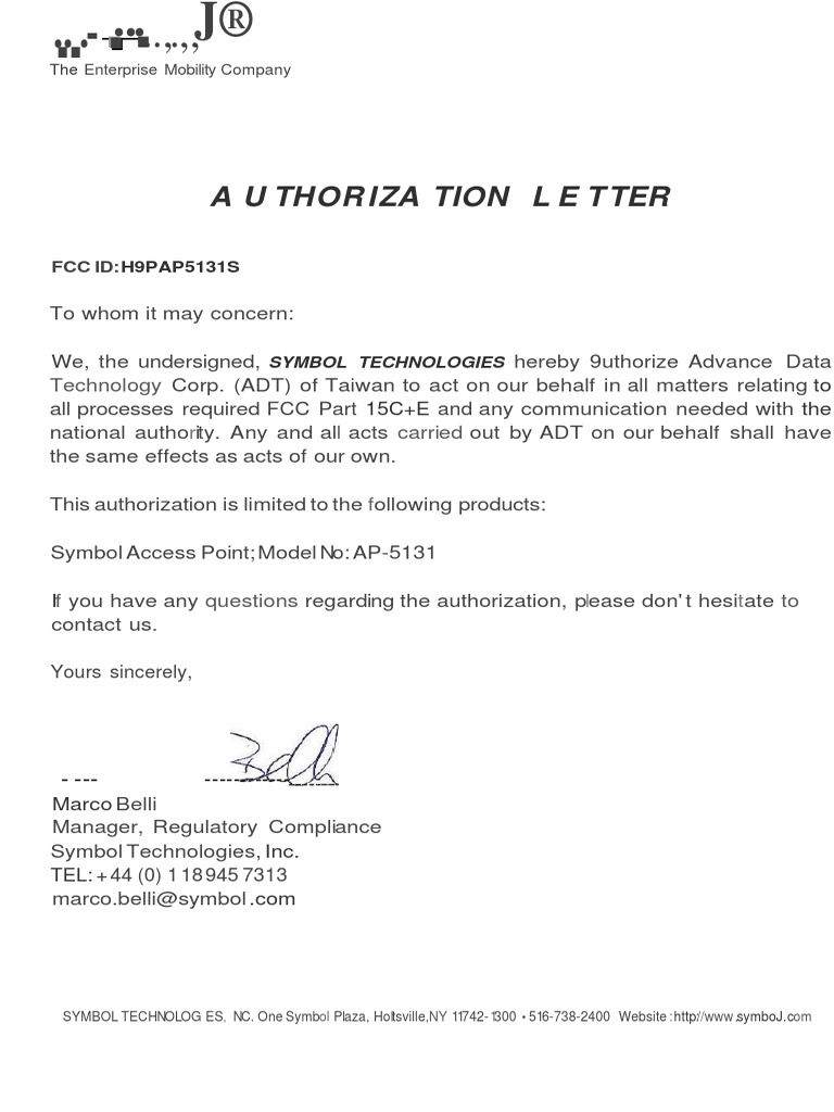 Authoriza Tion Letter: H9PAP5131S | PDF | Finance & Money Management