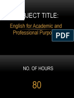 Subject Title:: English For Academic and Professional Purposes