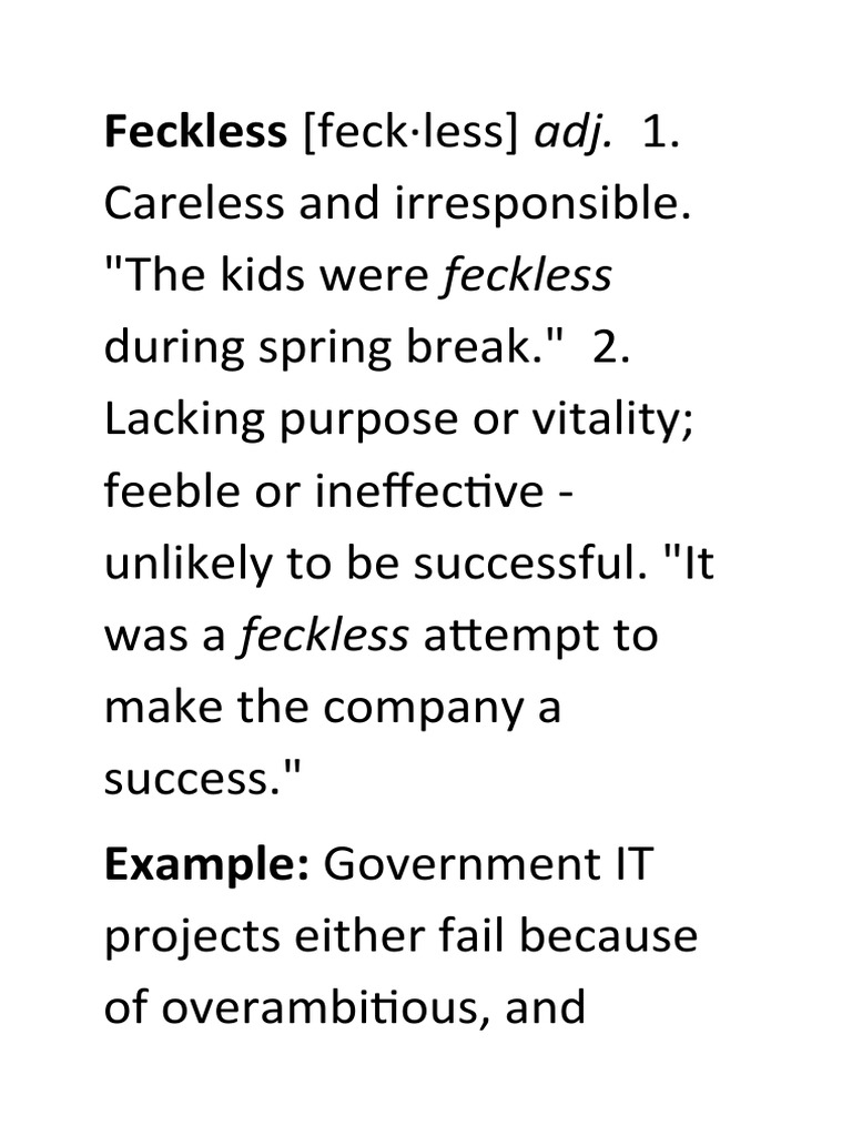 Feckless | PDF