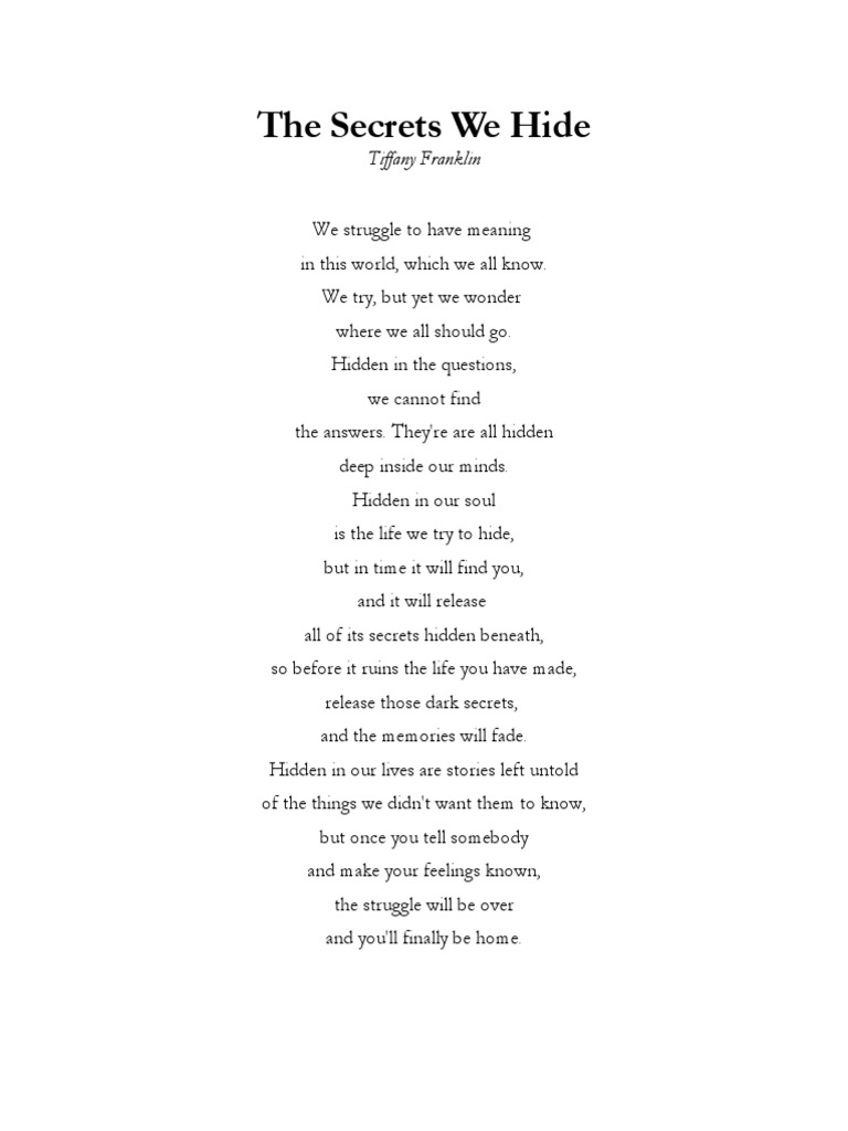 The Secrets We Hide Poem 2 Pdf