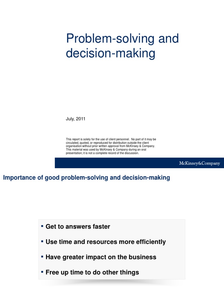 Mckinsey Problem Solving | PDF | Decision Making | Expert