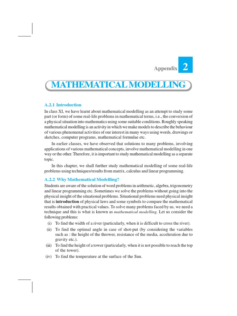 Appendix - 2 Mathematical Modeling PDF | PDF