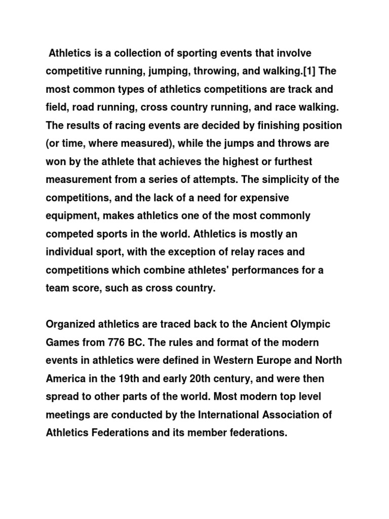 Athletics Brief History, PDF, Sport Of Athletics