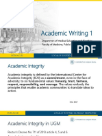 Academic Writing 1: Departmen of Medical Education and Bioethics Faculty of Medicine, Public Health, and Nursing