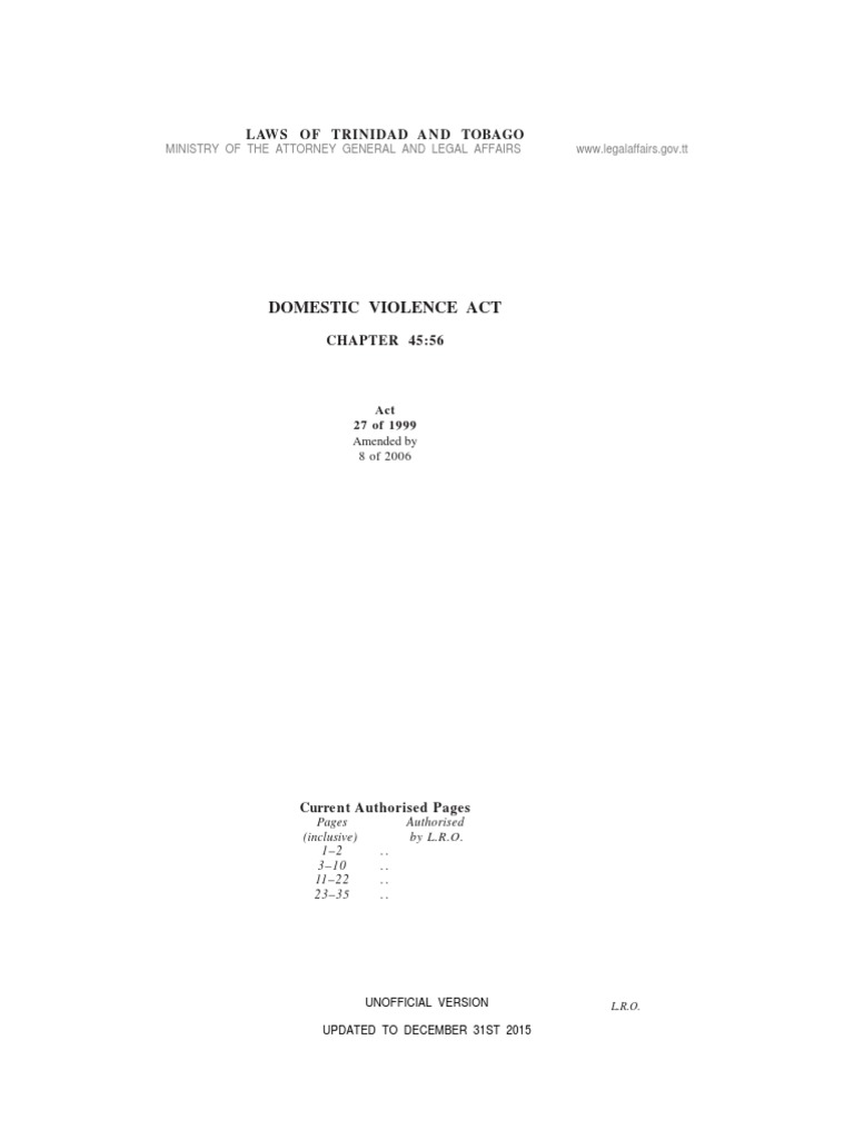 Domestic Violence Act Overview | PDF | Restraining Order | Legal Guardian