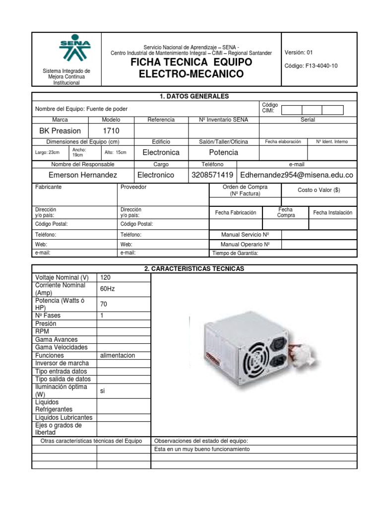 Ficha Tecnica PDF Energia Electrica Electr nica