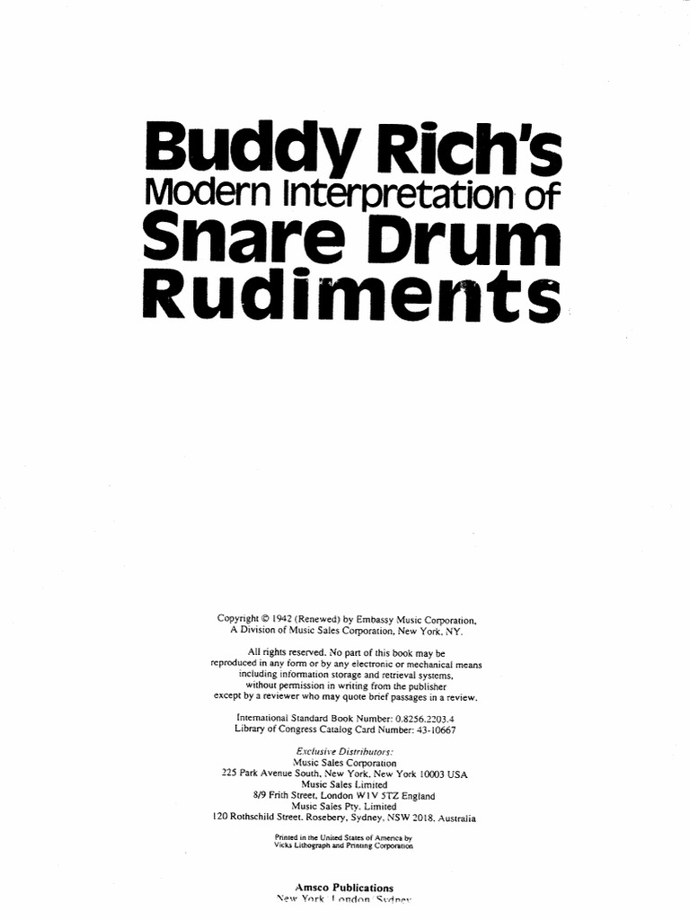 Buddy Rich Snare Drum Rudiments | PDF | Drumming | Rhythm And Meter