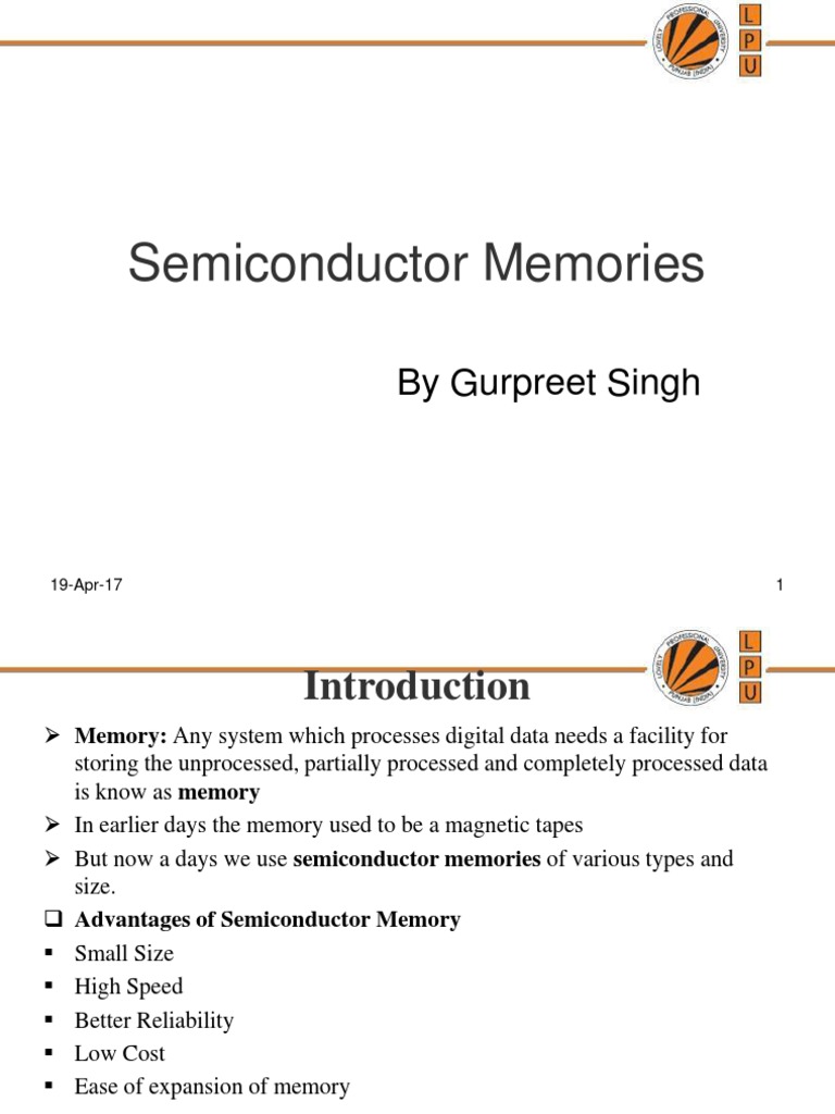 Overview of Semiconductor Memories | PDF | Dynamic Random Access Memory ...