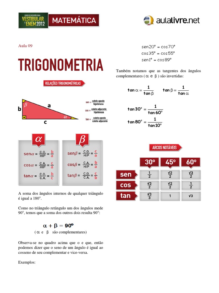 Apostila Trigonometria PDF | PDF | Triângulo | Geometria