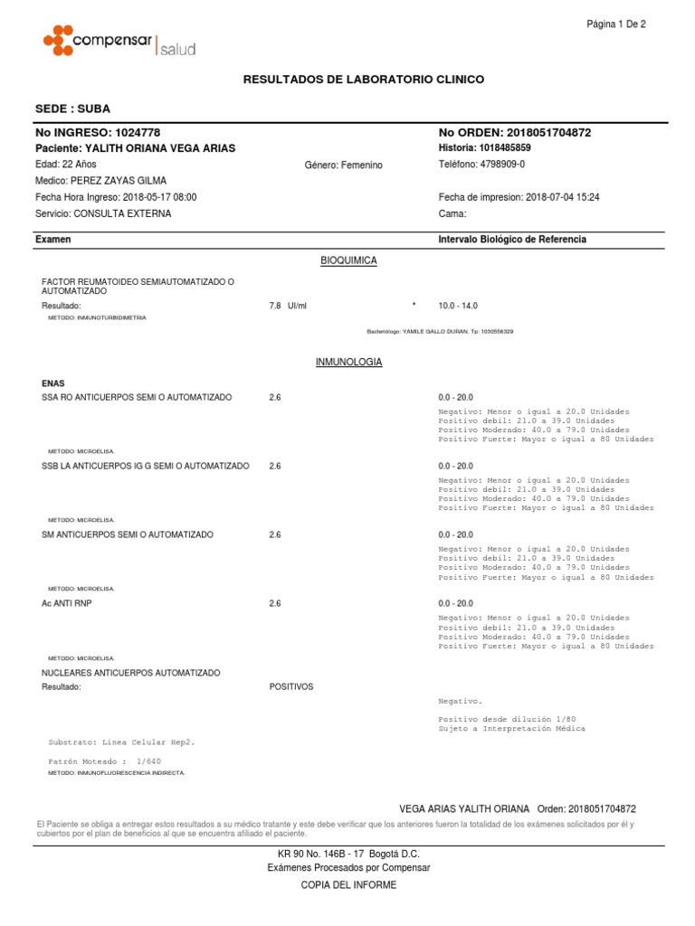 Resultado de Laboratorio PDF | PDF | Sangre | Hematología