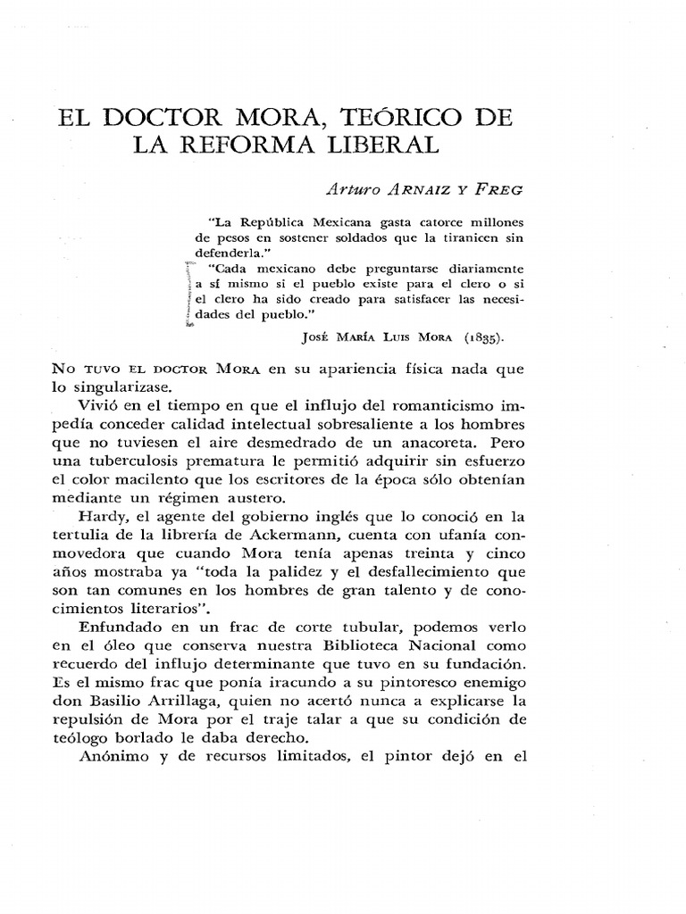 José María Luis Mora y La reforma liberal de 1833 México Estado