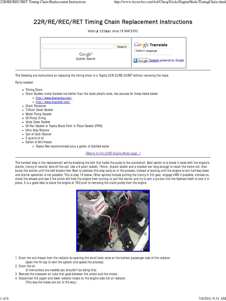 Timing Chain Replacement Instructions A StepbyStep Guide for