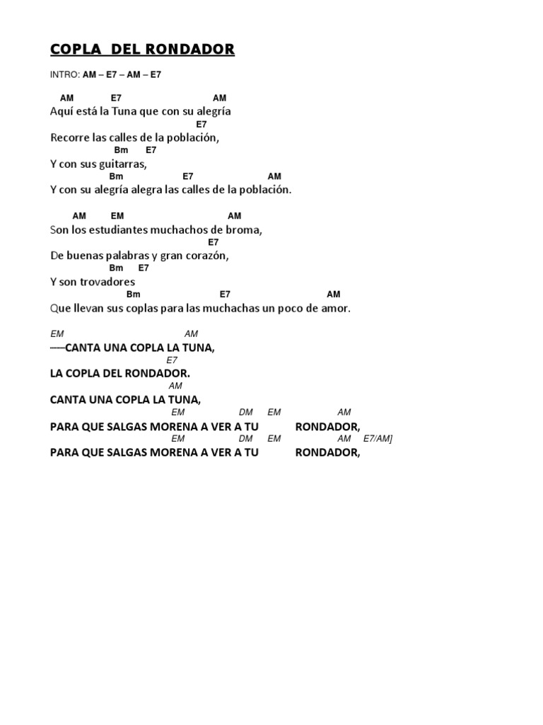 Cancionero Tuna Con Acordes PDF Don Quijote Naturaleza