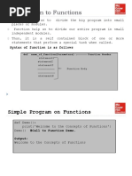 Introduction To Functions: Syntax of Function Is As Follows