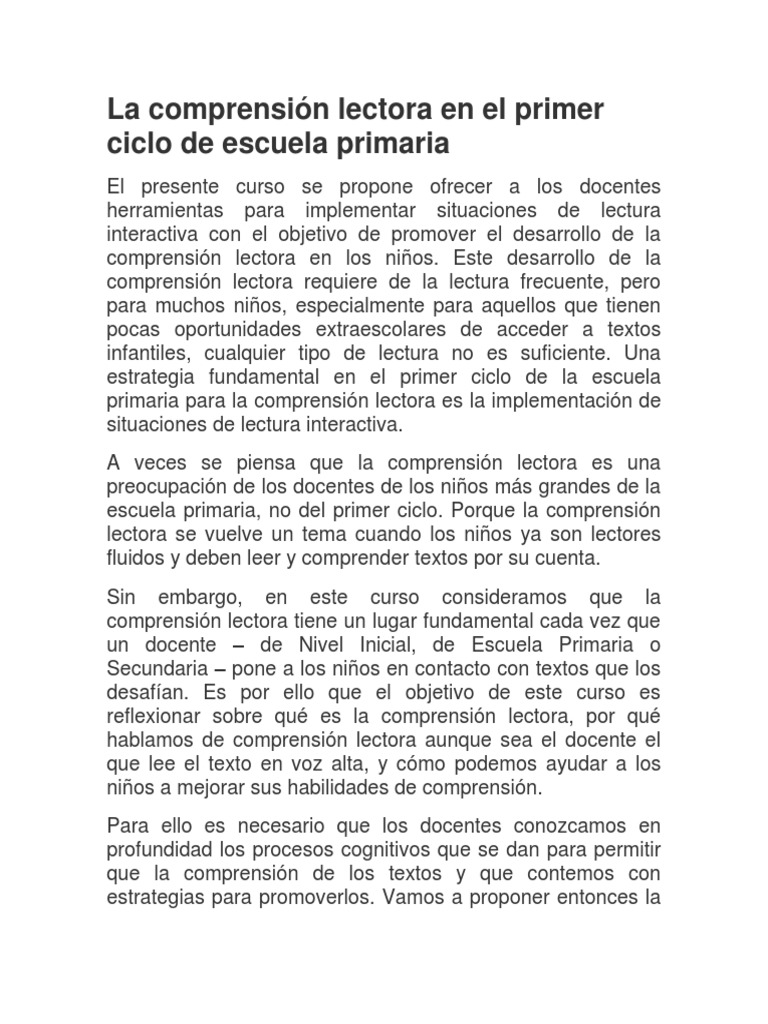 Estrategias de Comprensión Lectora en Primaria | PDF | Comprensión ...