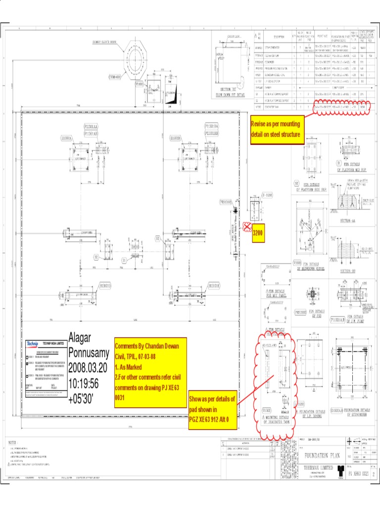 Vendor document review comments for mounting detail revisions on steel ...