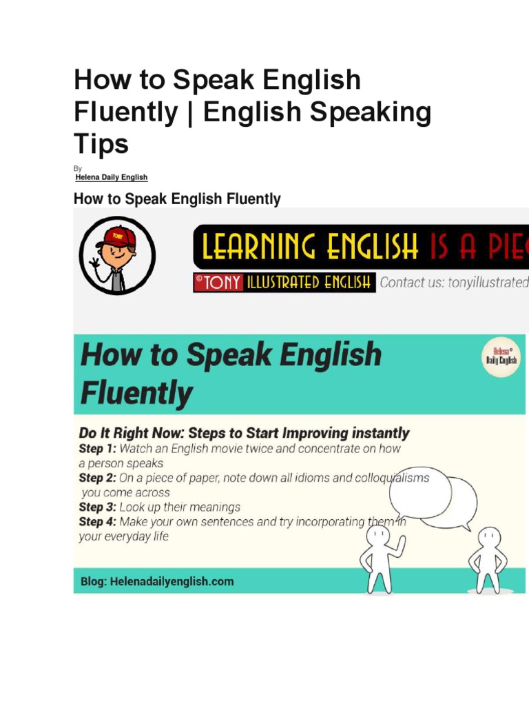 How To Speak English Fluently Pdf Fluency English Language